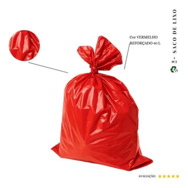 Imagem de Saco de Lixo 40L Reforçado Vermelho Pacote com 20 Unidades para Descarte Doméstico Higipack
