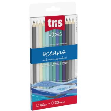 Imagem de Lápis de Cor Tris Vibes Ocean 13 Unidades Tris Madeira Macia