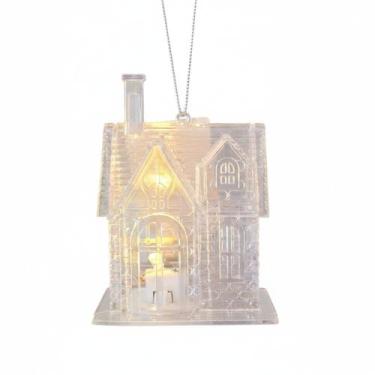 Imagem de Casinha Decorativa com Luz LED Enfeite Árvore de Natal Acrílico 10cm -