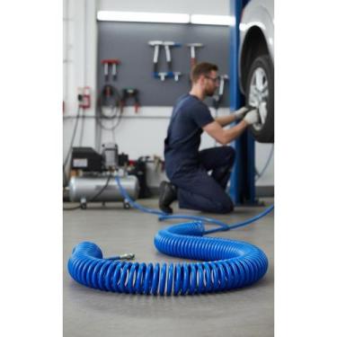 Imagem de 2x Mangueira Espiral PU 8mm 10m Encaixe 1/4 Azul Resistente - Congratu