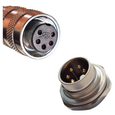 Imagem de Kit Conector Fêmea com Soquete Macho M16 5 Pinos IP65 J09-5A J09-5BX1 
