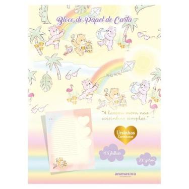 Imagem de Papel de Carta Caderno Colado Ursinhos Carinhosos 48 Folhas Decoradas 