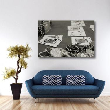 Imagem de Quadro decorativo Poker Preto e Branco Tela em Tecido