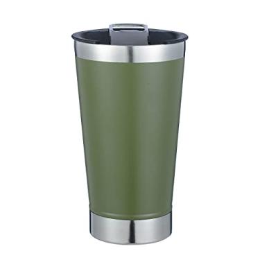 Imagem de Turugi Copo isolado a vácuo de parede dupla de aço inoxidável 482 g com abridor de cerveja, caneca térmica para viagem mantém a bebida fria e quente (verde)