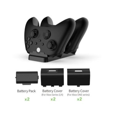 Imagem de Carregador Duplo Xbox Series Xbox One C/ 2 Baterias + 4 Tampas