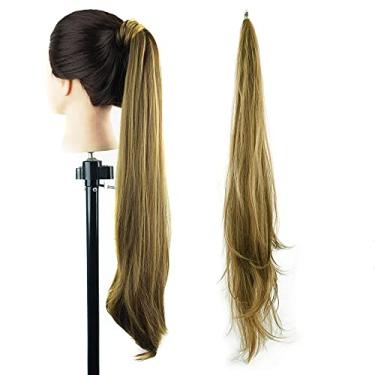 Imagem de IMISSU Extensão de cabelo rabo de cavalo flexível e bonito cabelo rabo de cavalo peruca (Piano Cobre Mix Marrom)