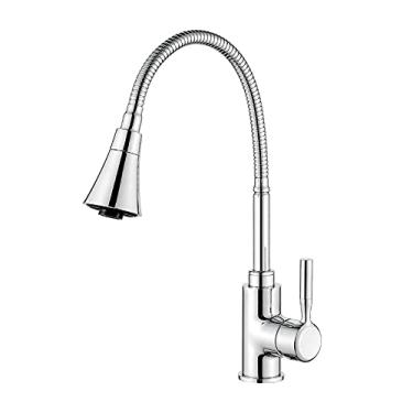 Imagem de Torneira de cozinha preta alça única branca torneira de cozinha de furo único giratório 360 graus de borracha de borracha torneiras misturadoras de água, l4199, china