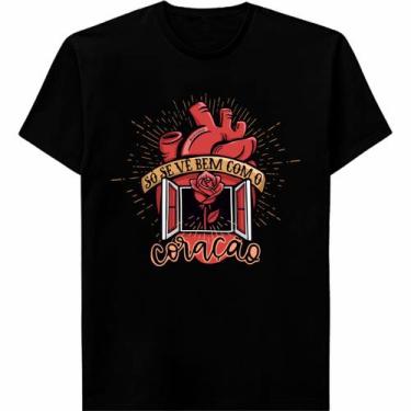 Imagem de Camiseta Estampada Coração Com Flor Manga Curta - Duchico