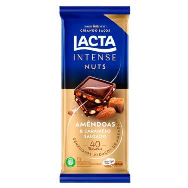 Imagem de Chocolate Lacta Intense Nuts 40% Cacau Amêndoas E Caramelo Salgado 85G