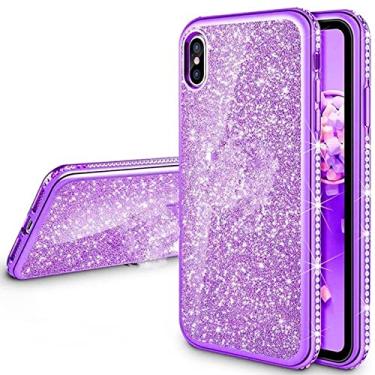 Imagem de Capa de diamante para iPhone 11 Pro Max XS Max XR X Capa de cristal Glitter Bling Ring Suporte para iPhone 12 7 8 Plus X Bumper Case, Roxo SEM Anel, Para iPhone13 Pro Max