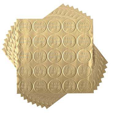 Imagem de 200 peças "You're Invited" redondas em relevo selos de alumínio em relevo adesivo de lacre de cera para convites de casamento, brindes de festa, cartões comemorativos, decoração DIY (dourado)