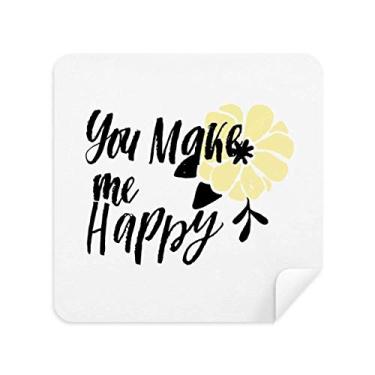 Imagem de You Make Me Happy Quote Style Pano de limpeza de tela tecido de camurça 2 peças