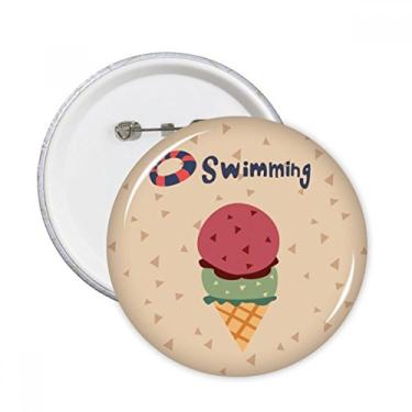 Imagem de Broche redondo de verão nadando doce sorvete broche emblema acessório decoração 5 peças