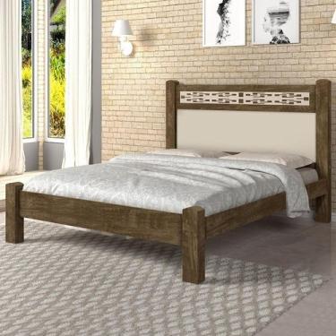 Imagem de Cama Raissa Casal 1.38cm Noce aplique Off White - Cambel