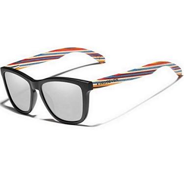 Imagem de Oculos de Sol Masculino Multicores Design Madeira Artesanal Kingseven Polarizados N5512 (C2)