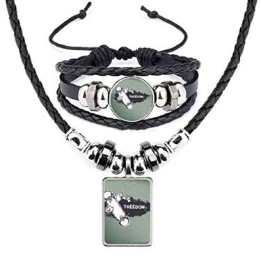 Imagem de Hip-Hop Freedom Skateboard Conjunto de joias de couro com estampa de monstro