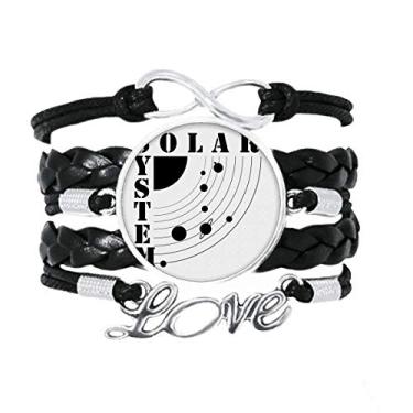 Imagem de OFFbb-USA Pulseira com sistema solar de trajetórias planetárias locais, acessório para amor, corda de tricô de couro torcido, presente