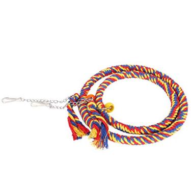 Imagem de Poleiro de corda de papagaio sem fio de metal, corda de balanço de pássaro durável, papagaio doméstico ao ar livre para pássaros (azul escuro + vermelho)