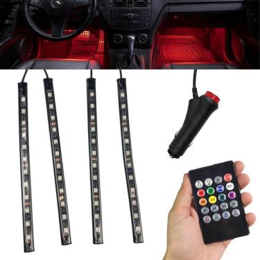 Imagem de Barra Neon Led 8 Cores RGB Controle Musica Carro Moto Caminhao Decoraçao Iluminaçao