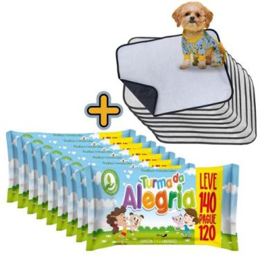 Imagem de Kit Higiene Pet com 9 Lenços Umedecidos Turma da Alegria + 9 Tapetes H