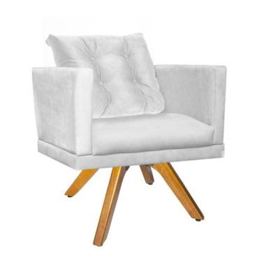 Imagem de Kit 06 Poltrona Lucia Confort Base Giratória Caramelo Com Almofada Sal