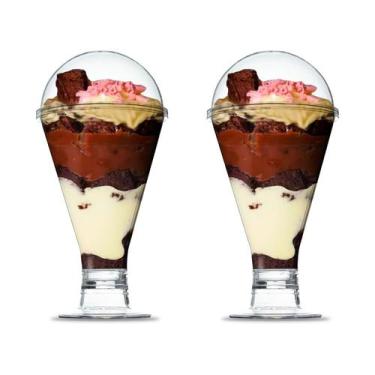 Imagem de Kit C/2 Copo Tampa Bolha 300ML Servir Salada Doces 19x9cm - LS