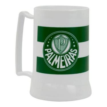 Imagem de Caneca Branca Gel Isolante Térmico 400ml  Palmeiras - Mileno