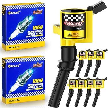 Imagem de Megaflint pacote de bobina de ignição e vela de ignição sp413 - atualização 15% mais energia para ford f-150 f-250 f-350 4.6l 5.4l v8 coroa victoria expedição mustang lincoln mercúrio compatível & d