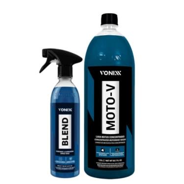 Imagem de Vonixx Kit Limpeza de Motos, Shampoo Moto-V 1,5L e Cera de Carnaúba Blend Spray 473ml