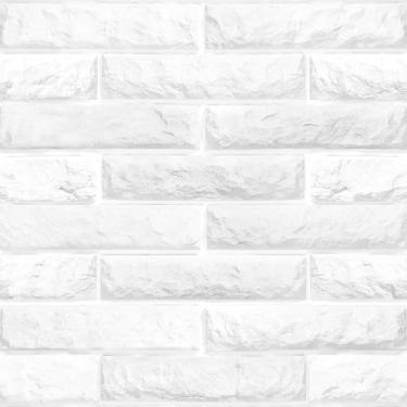 Imagem de Papel De Parede 5m Adesivo Lavável Tijolinhos Branco Efeito Gesso 3D