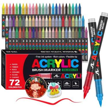 Imagem de Marcadores de tinta acrílica Amamao 72 cores para várias superfícies