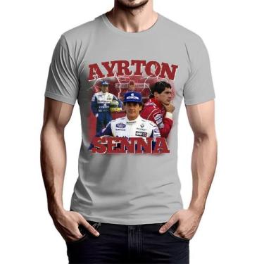 Imagem de Camisa Ayrton Senna Camiseta Masculina Verão Dia a Dia Reforçada 100% 