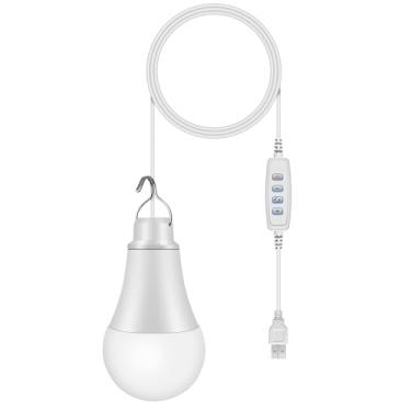 Imagem de SinKeu Lâmpada Led Usb De 5 W Para Gerador Solar Estação Energia, Emergência Portátil Com Cabo 6 Pés E Gancho Metal, Bancos Elétricos, Painéis, Barraca Externa, Garagem, Van, Blackouts