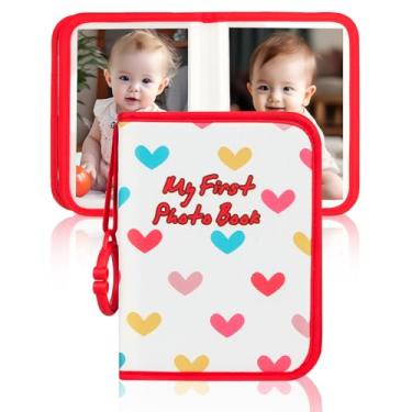 Imagem de Niselity Álbum De Fotos Bebê Com 21 4X6, "Meu Primeiro Para Crianças Pequenas, Love", Família Em Tecido Macio, Presente Fofo Chá E Recém-Nascidos (Vermelho)