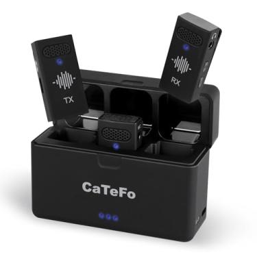 Imagem de CaTeFo Microfone Sem Fio Star100, 2 Transmissores + 1 Receptor Com Microfones Integrados, Som Hd Nítido Para Câmera De Iphone E Android, Usb-C/3,5 Mm, Estojo Carregamento Compacto, Cancelamento Ruíd