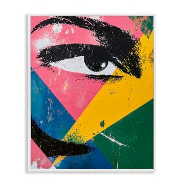 Imagem de Stupell Industries Design de arte giclée emoldurado branco com olhos fractais dinâmicos por Walker Noble, 40 x 50 cm