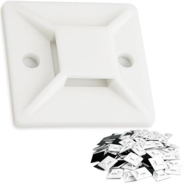 Imagem de Suportes de gravata super adesivos GG para cabos pacote com 100 para gerenciamento rápido e sem frustração de fios. Anchor estas bases de zíper sem ferramentas com costas pegajosas ou orifícios de parafuso para fixação permanente