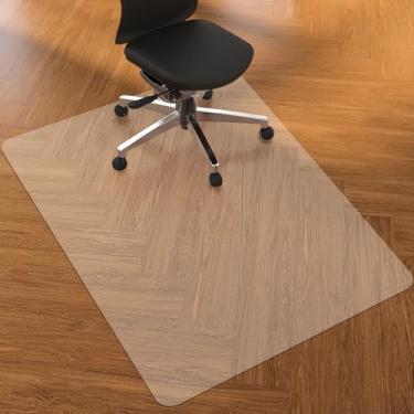 Imagem de Tapete de cadeira de escritório de PVC transparente - Tapete de cadeira de mesa mais forte e durável para piso de madeira, protetor de piso antiderrapante para rodízios de cadeira de escritório