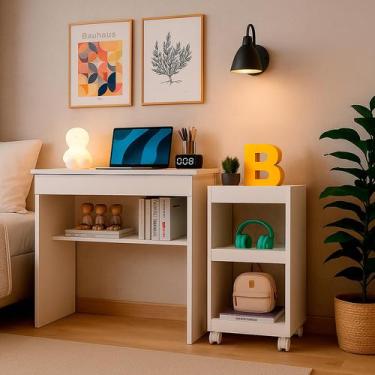 Imagem de Conjunto Quarto Infantil Mesa Escrivaninha Computador E Armário De Liv