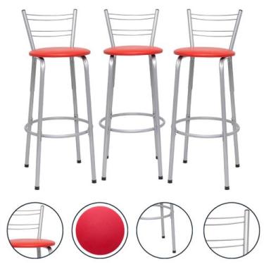 Imagem de Banquetas Cadeiras Bancos Alto 70cm 3 Unidades Premium Para Cozinha Ba