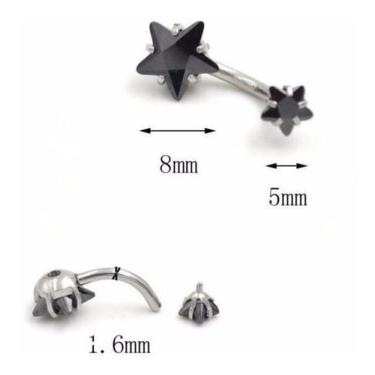 Imagem de Piercing De Umbigo Prata 2 Estrela Aço Cirúrgico Zircônia - DeCastro j