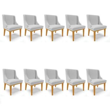 Imagem de Kit 10 Cadeiras de Jantar Liz Linho Base Fixa Madeira Castanho - D'Ros