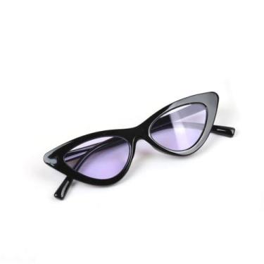 Imagem de Óculos de sol infantil estilo triângulo estilo olho de gato com lentes claras coloridas, design moderno e elegante, roxo, HFA, 001