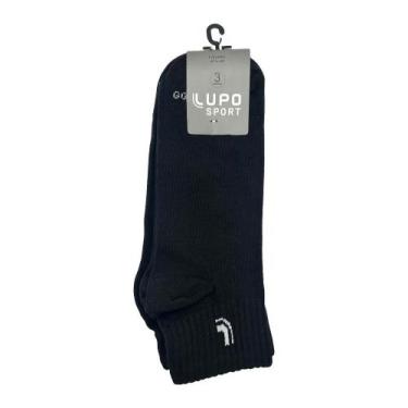 Imagem de Kit 3 meia sport lupo com cano curto ref:3223 masculino, Preto, 45/8