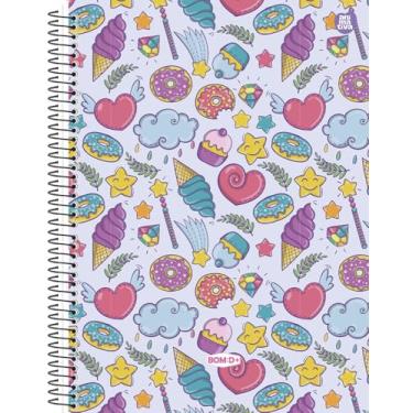 Imagem de Caderno Universitário Animativa, 15 Matérias, Capa Dura, Bom D+ Feminino, 240 Folhas, Pacote com 2