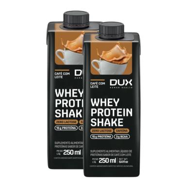 Imagem de Kit 2 Bebida Láctea Whey Protein Shake Dux 15g de Proteína Sabor Café com Leite  250ml