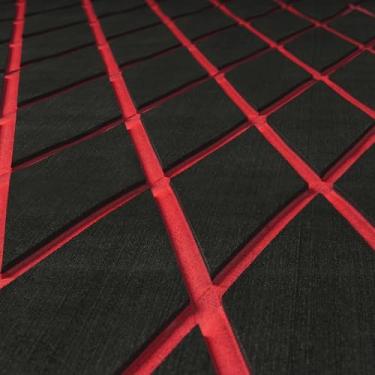 Imagem de ICOOP Piso De Barco Em Folha Espuma Eva, Preto E Vermelho, 47,2 X 15,8, Padrão Diamante, Tapete Autoadesivo Para Deck Marítimo, Barcos, Vinil À Prova D'Água, Pontão Marinho, Hidrogramado