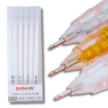 Imagem de Conjunto de 6 canetas Gel Ponta fina de 0.6mm | Canetas de tinta branca, dourada e prateada para desenho artístico em papel preto, esboços e lettering Premium (Branca)