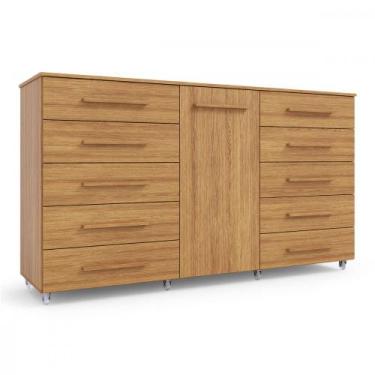 Imagem de Cômoda Imperial 1 Porta 10 Gavetas com Rodízio Freijó Batrol, Freijó