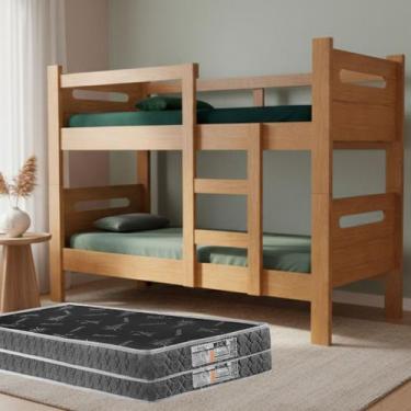 Imagem de Beliche Solteiro Estrutura MDF 100% Reforçada Vira Duas Camas Com 2 Co